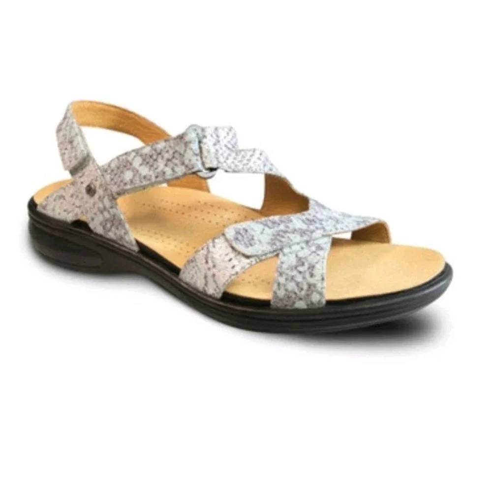 NEW Revere Womens 7 Zanzibar Teal Snakeskin Pattern Comfort Sandals $175